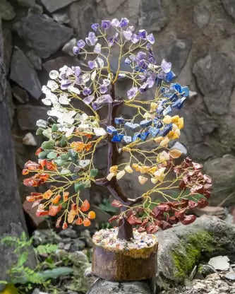 Seven Chakra Crystals Bonsai Money Tree Decorative Showpiece 22cm